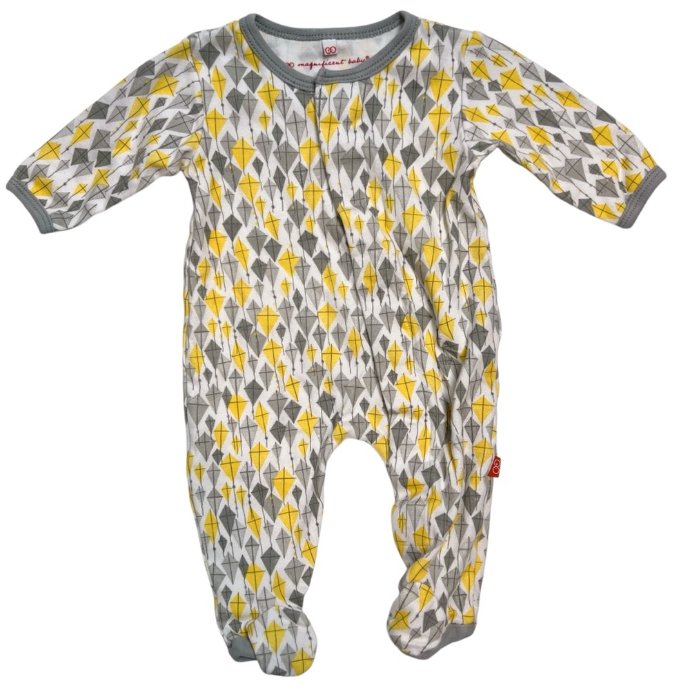 Magnetic Me Magnificent Baby Unisex Kite Footie One Piece Size 3M‎ Yellow Gray